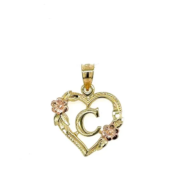Estate Gold Floral Heart Initial 