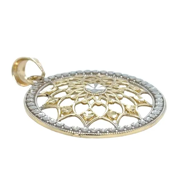 Estate 14K Two Tone Gold Openwork Filigree Round Diamond ...