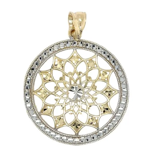 Estate 14K Two Tone Gold Openwork Filigree Round Diamond ...