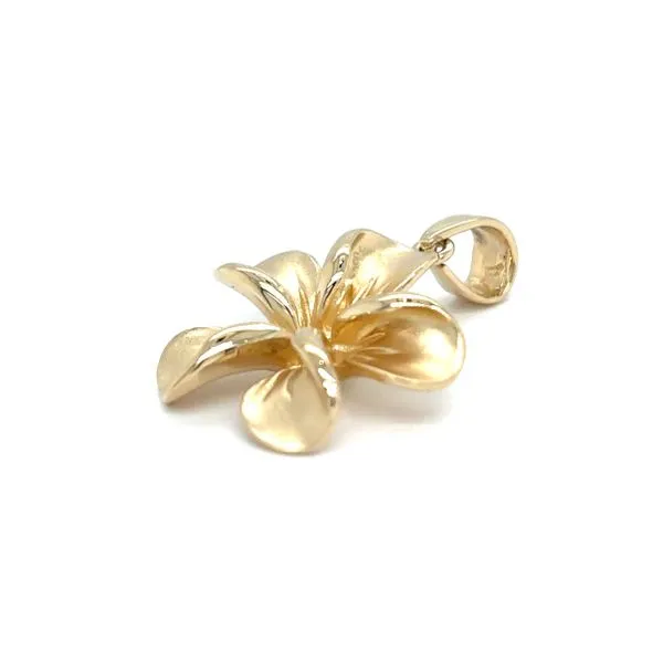 Estate 14K Yellow Gold Plumeria Flower Pendant