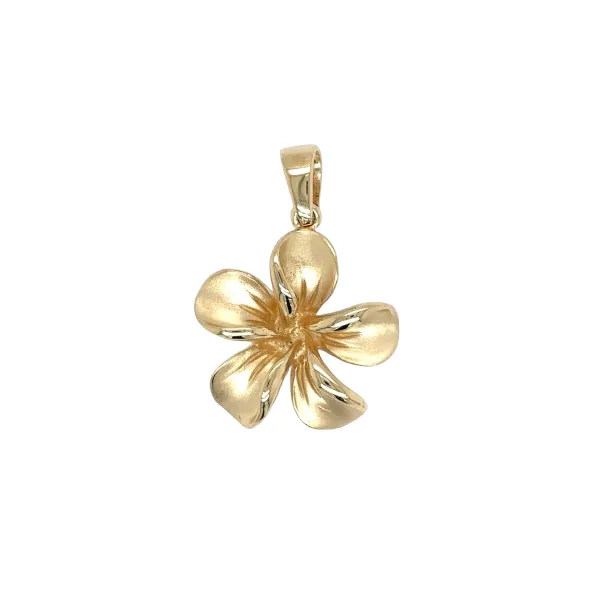 Estate 14K Yellow Gold Plumeria Flower Pendant
