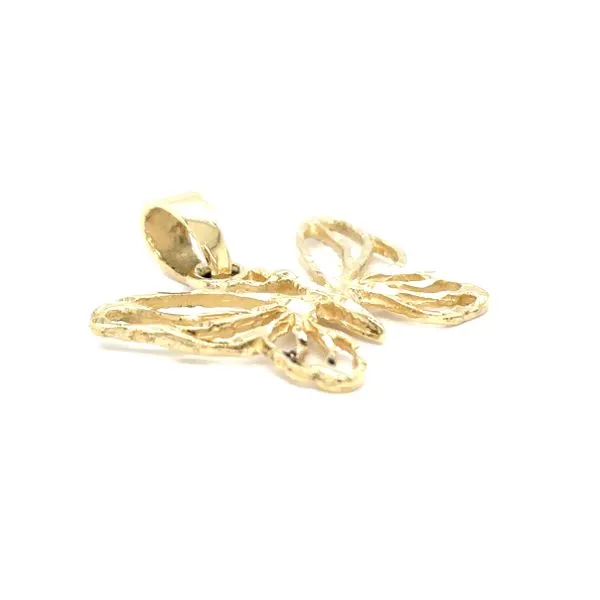 Estate 14K Yellow Gold Diamond Cut Butterfly Pendant