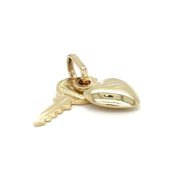 Estate 14K Yellow Gold \Key to My Heart\ with Puff Heart ...