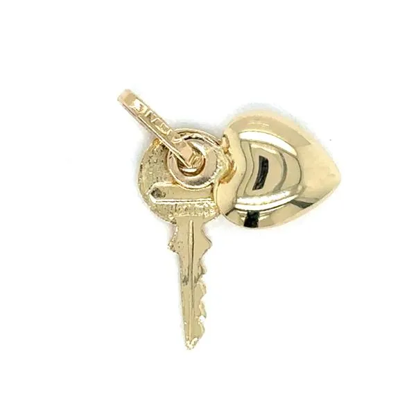 Estate 14K Yellow Gold \Key to My Heart\ with Puff Heart ...