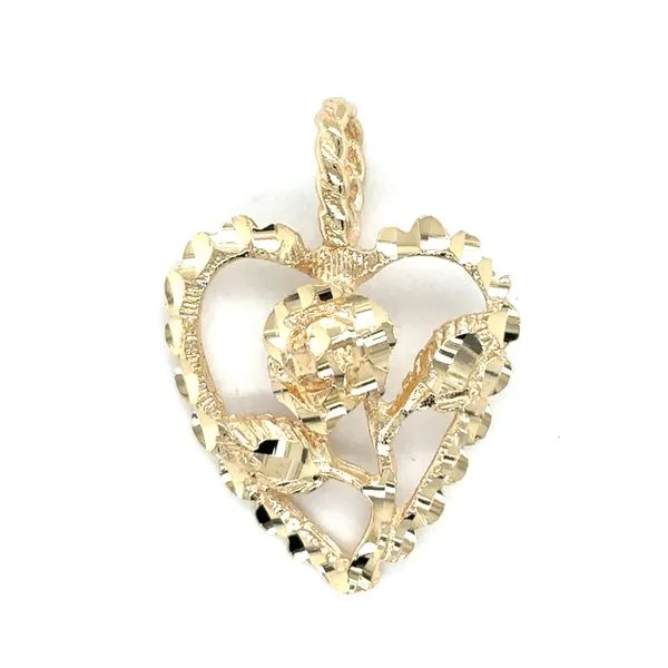 Estate 14K Yellow Gold Heart & Rose Pendant Georgetown Jewelers Wood Dale, IL
