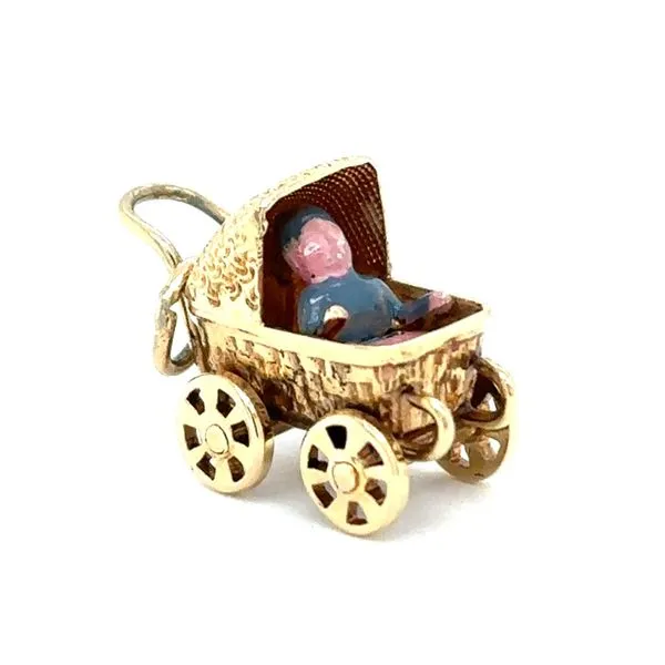 Estate 14K Yellow Gold Baby in Carriage Charm Georgetown Jewelers Wood Dale, IL