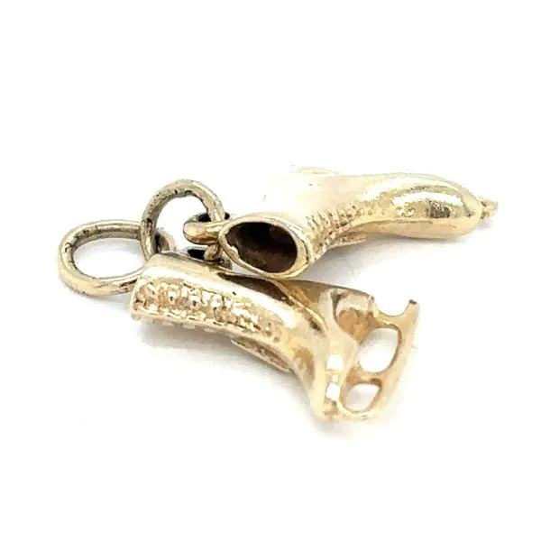 Estate 14K Yellow Gold Ice Skates Charm Image 2 Georgetown Jewelers Wood Dale, IL