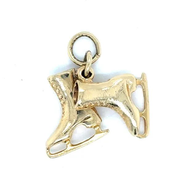 Estate 14K Yellow Gold Ice Skates Charm Georgetown Jewelers Wood Dale, IL