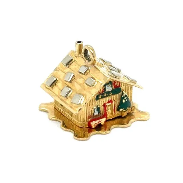 Estate 18K Yellow Gold and Enamel Swiss House Charm Image 2 Georgetown Jewelers Wood Dale, IL