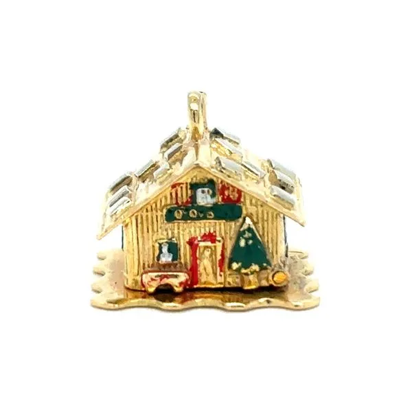 Estate 18K Yellow Gold and Enamel Swiss House Charm Georgetown Jewelers Wood Dale, IL