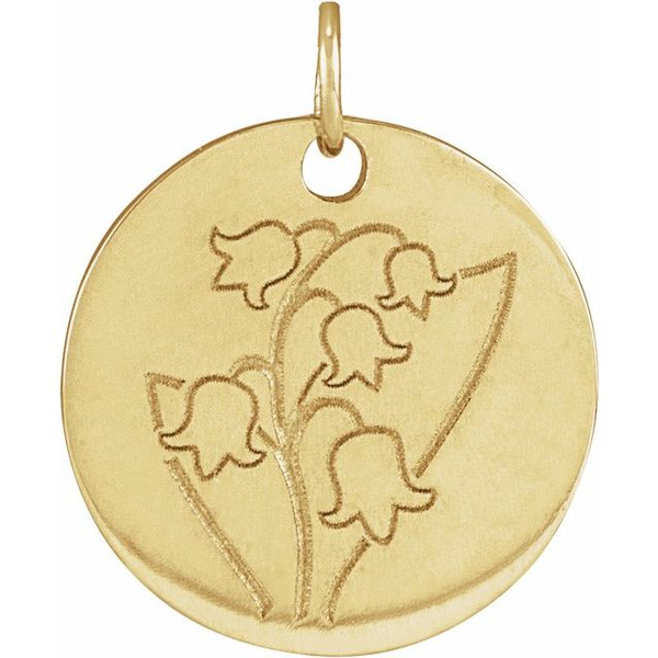 14K Yellow Gold Lily of the Valley May Birth Flower Pendant Georgetown Jewelers Wood Dale, IL