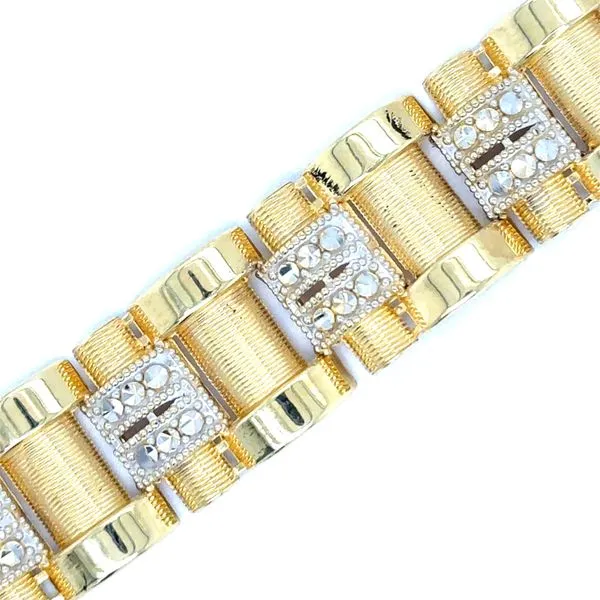 Estate 10K Two Tone Gold Diamond Cut Bracelet