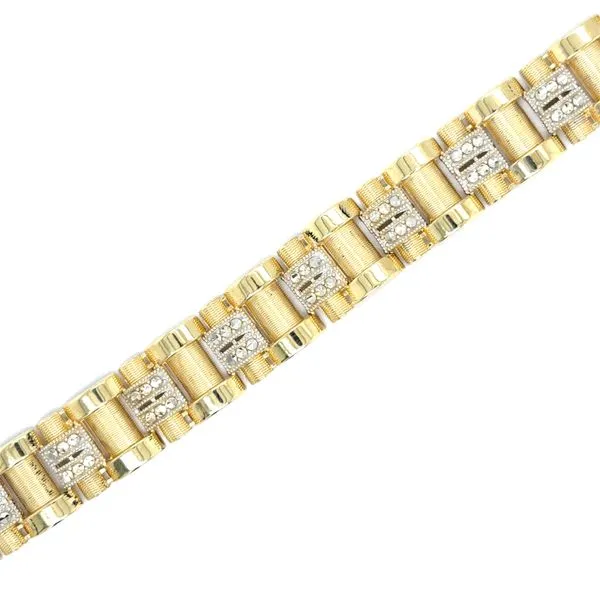 Estate 10K Two Tone Gold Diamond Cut Bracelet