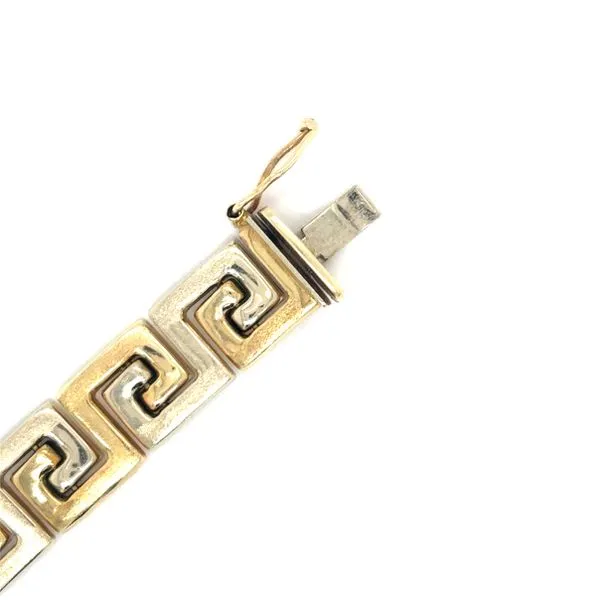Estate 14K Two Tone Gold Greek Key Bracelet Image 2 Georgetown Jewelers Wood Dale, IL
