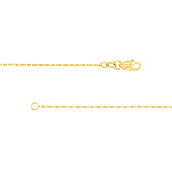 Sterling Silver Yellow Gold Plated 0.8mm Box Chain 20