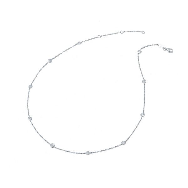 Sterling Silver Simulated Diamond Adjustable Station Necklace Georgetown Jewelers Wood Dale, IL