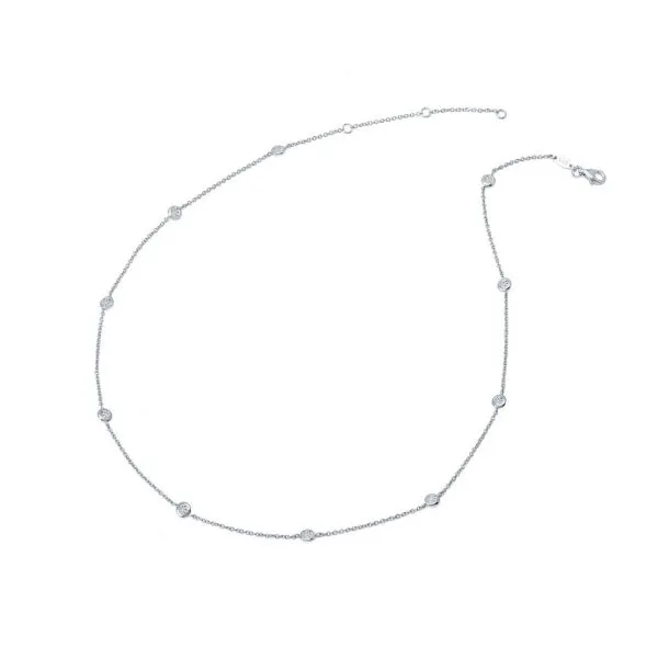 Sterling Silver Simulated Diamond Adjustable Station Necklace Georgetown Jewelers Wood Dale, IL