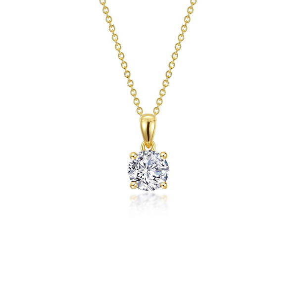 Sterling Silver Yellow Gold Plated Solitaire Necklace Georgetown Jewelers Wood Dale, IL
