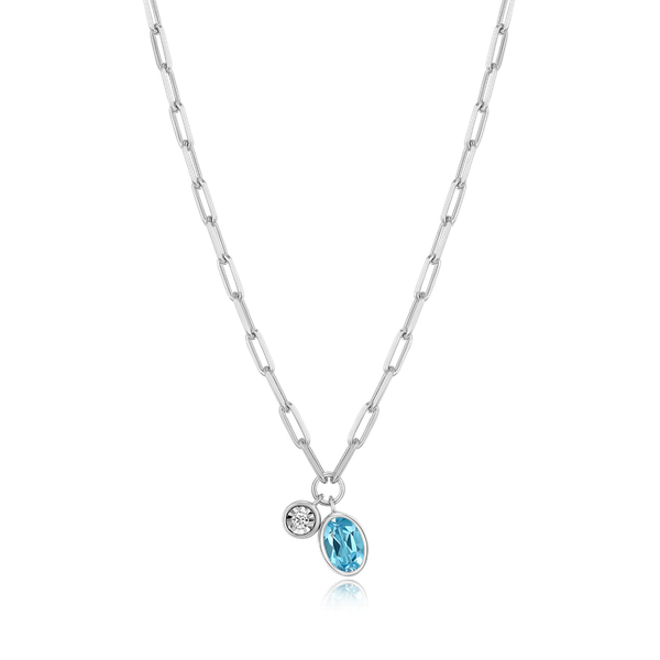 Sterling Silver Rhodium Plated December Birthstone Necklace - Swiss Blue Topaz Georgetown Jewelers Wood Dale, IL