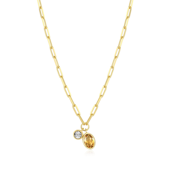 Sterling Silver Yellow Gold Plated November Birthstone Necklace - Citrine Georgetown Jewelers Wood Dale, IL