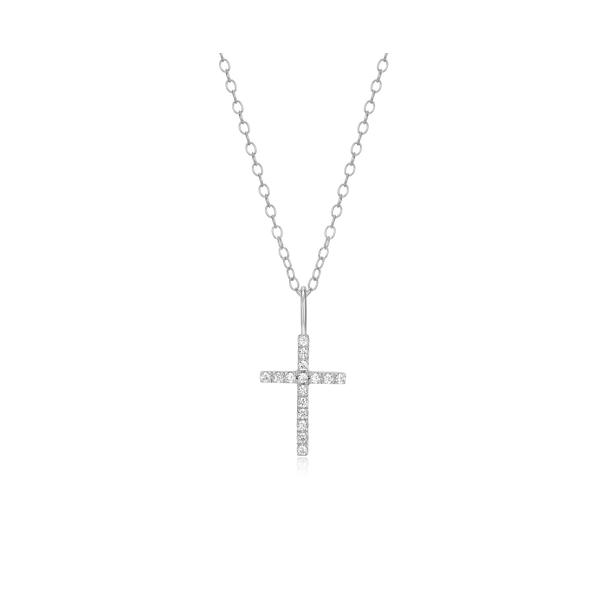 Cross Pendant Necklace in Rhodium-Plated Sterling Silver Georgetown Jewelers Wood Dale, IL