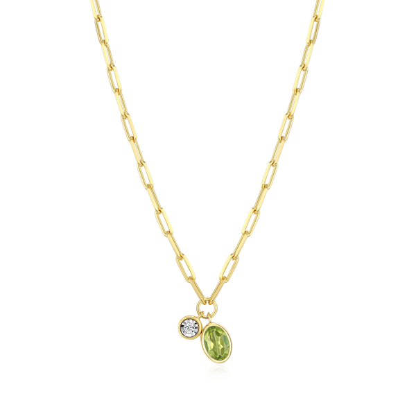 Sterling Silver Yellow Gold Plated August Birthstone Necklace - Peridot Georgetown Jewelers Wood Dale, IL