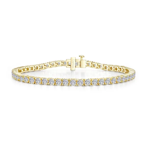 Sterling Silver Gold Plated Simulated Diamond Tennis Brac...