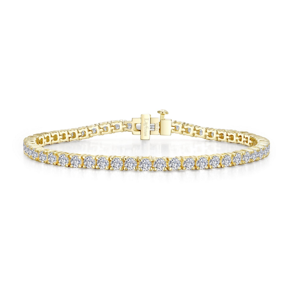 Sterling Silver Gold Plated Simulated Diamond Tennis Bracelet Georgetown Jewelers Wood Dale, IL