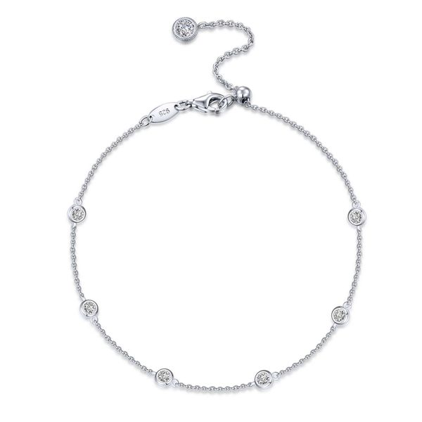 Sterling Silver Simulated Diamond Station Bracelet Georgetown Jewelers Wood Dale, IL