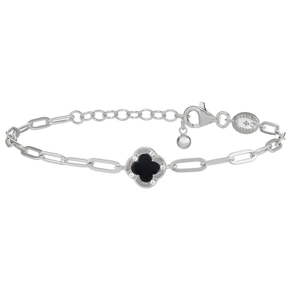 Black Onyx Clover Paperclip Chain Bracelet Georgetown Jewelers Wood Dale, IL