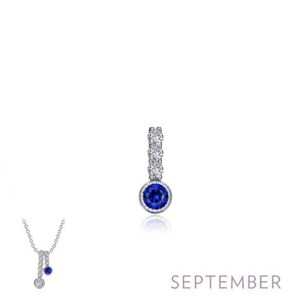 Sterling Silver September Birthstone Pendant - Simulated Sapphire Georgetown Jewelers Wood Dale, IL