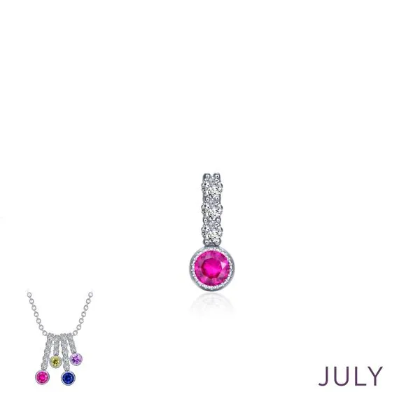 July Birthstone Pendant - Simulated Ruby