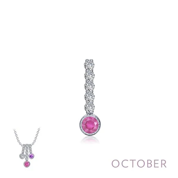October Birthstone Pendant - Simulated Pink Tourmaline