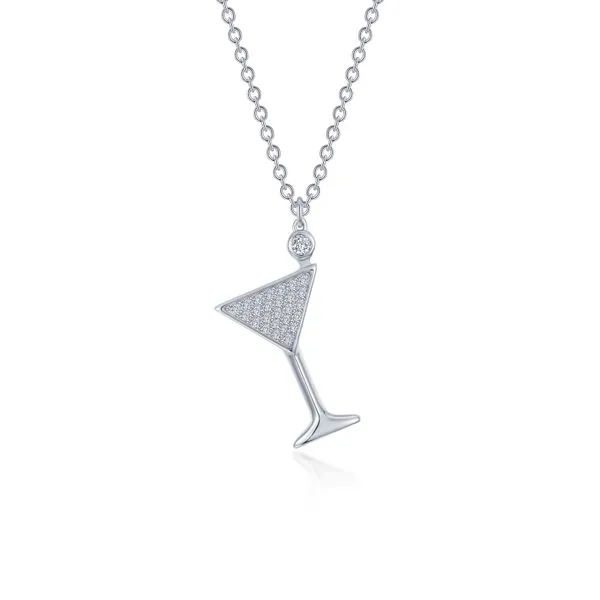Sterling Silver Adjustable Martini Glass Necklace