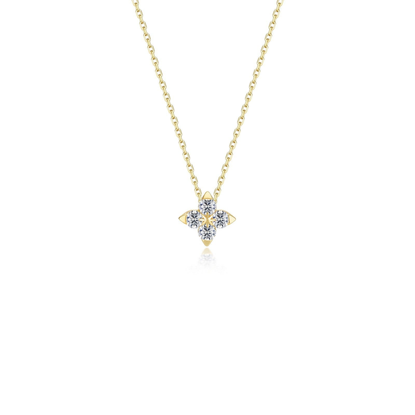 Sterling Silver Yellow Gold Plated Trillium Necklace 18