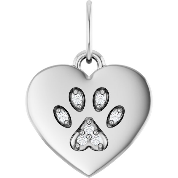 Sterling Silver & Diamond Paw Print Pendant Georgetown Jewelers Wood Dale, IL