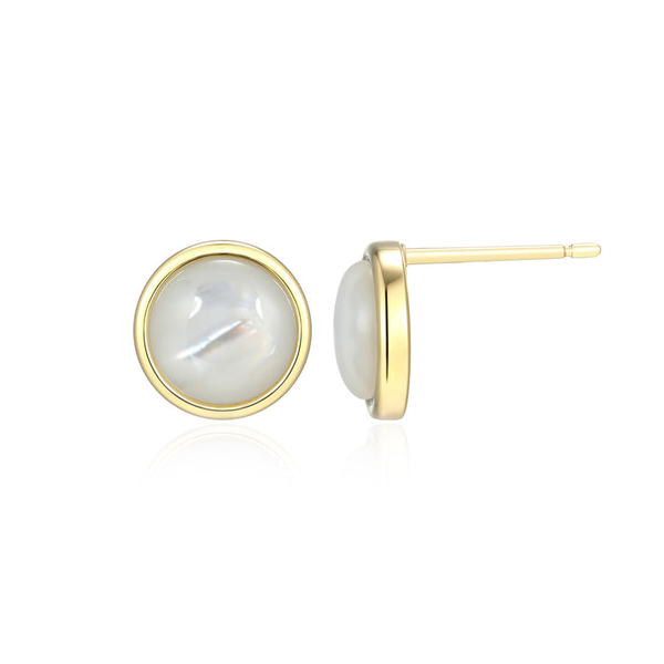 Sterling Silver Yellow Gold Plated Mother of Pearl Stud Earrings Georgetown Jewelers Wood Dale, IL