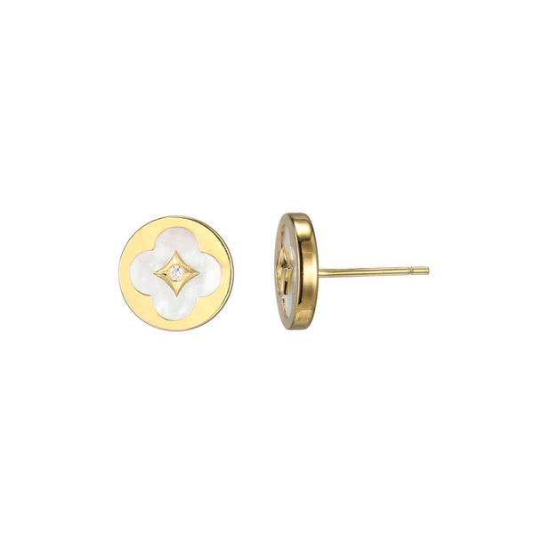 Clover Mother-of-Pearl Disc Stud Earrings Georgetown Jewelers Wood Dale, IL