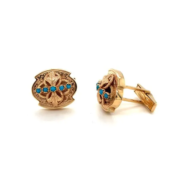 Estate Gold Turquoise Cuff Links