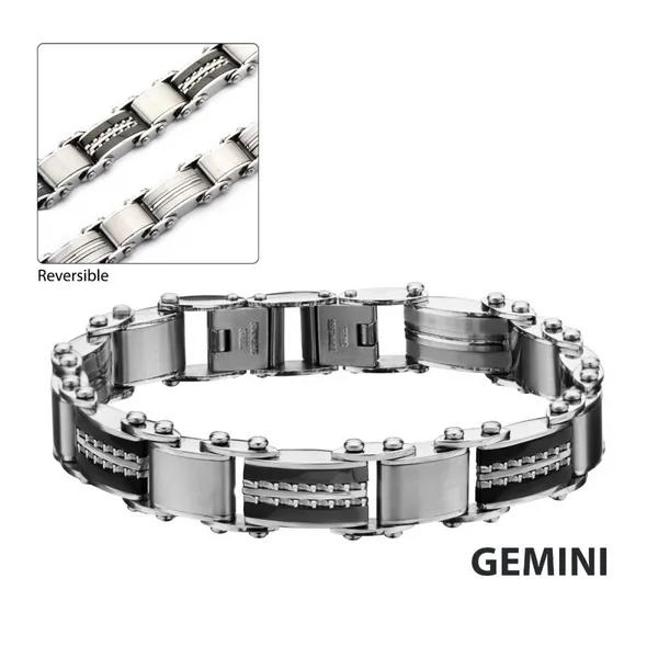 Reversible Black & Stainless Steel Bracelet