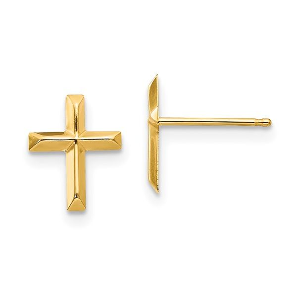 Yellow Gold Baby/Children's Cross Stud Earrings Georgetown Jewelers Wood Dale, IL