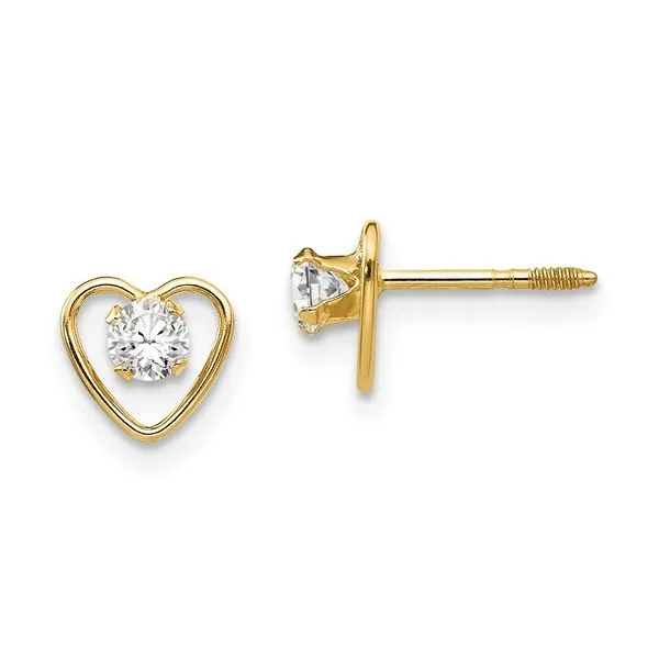 Baby/Childrens Birthstone Heart Stud Earrings