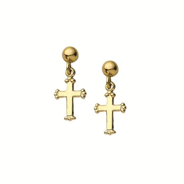 14K Yellow Gold Cross Earrings Georgetown Jewelers Wood Dale, IL