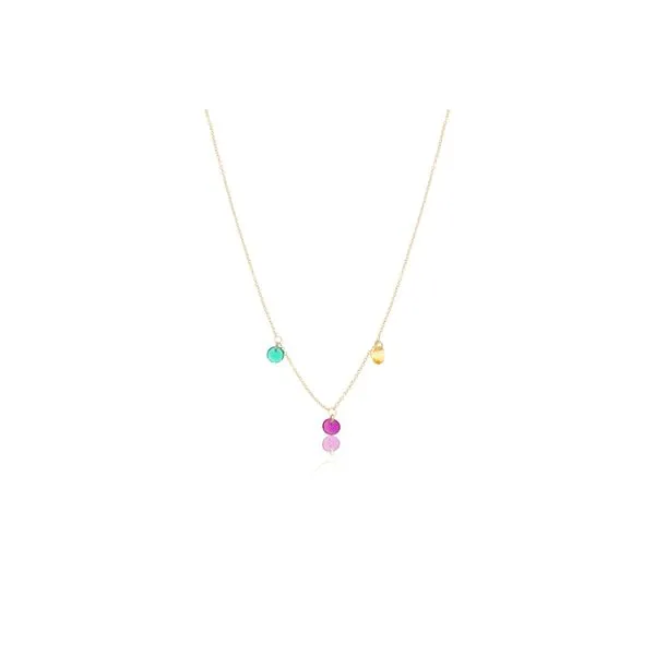 Gold Filled Birthstone Necklace - 3 Gemstone Settings Georgetown Jewelers Wood Dale, IL