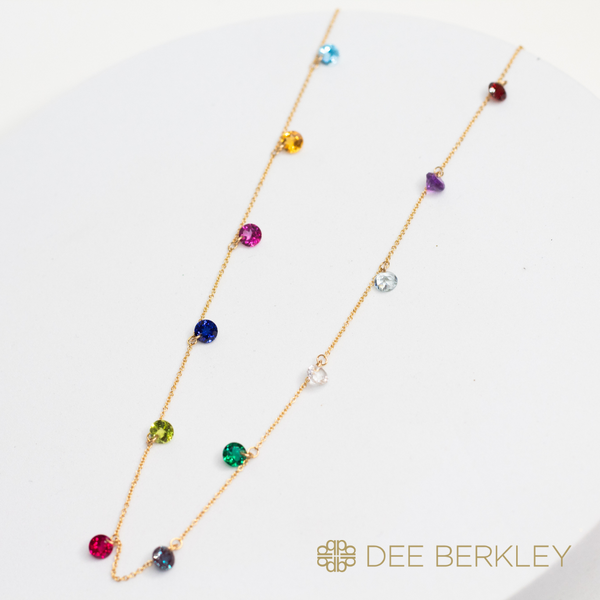 Gold Filled Birthstone Necklace - 3 Gemstone Settings Image 2 Georgetown Jewelers Wood Dale, IL