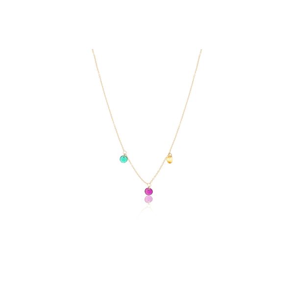 Gold Filled Birthstone Necklace - 3 Gemstone Settings Georgetown Jewelers Wood Dale, IL