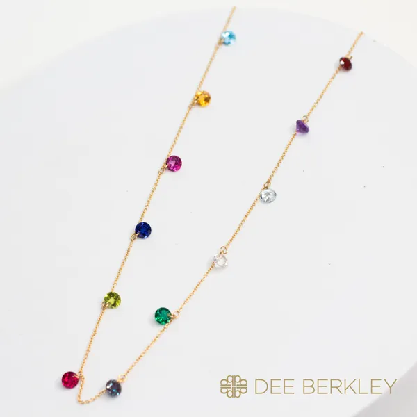 Gold Filled Birthstone Necklace - 3 Gemstone Settings Image 2 Georgetown Jewelers Wood Dale, IL