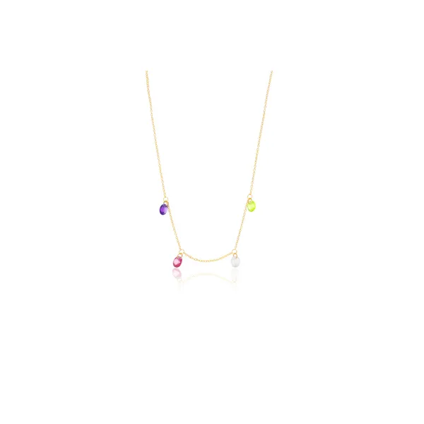 Gold Filled Birthstone Necklace - 4 Gemstone Settings similar item image