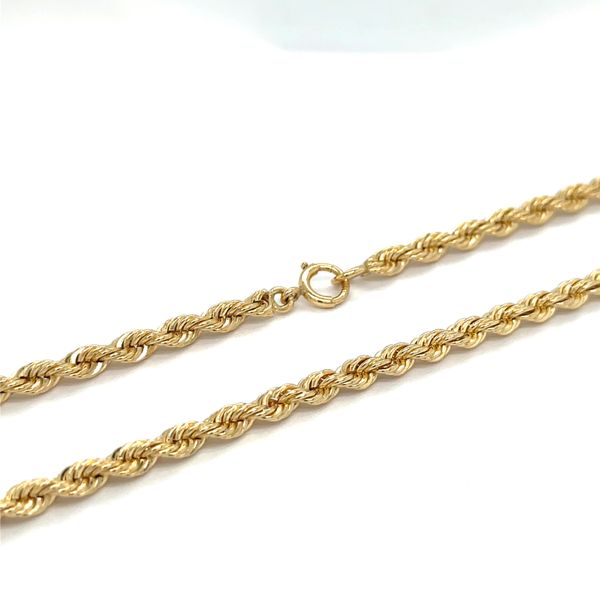 Estate 14K Yellow Gold Solid Diamond Cut Rope Chain 30.5