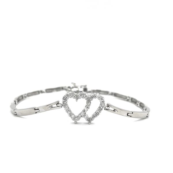 Estate 14K White Gold Diamond Heart Bracelet Image 2 Georgetown Jewelers Wood Dale, IL